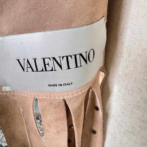 NWT Valentino Suede Studded Fringe Top Runway Collector Rare Balletcore Blush XS - Picture 16 of 16